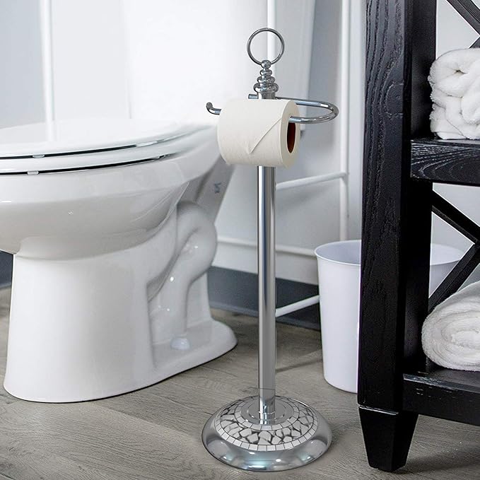 Tissue Roll Stand | Chrome and Ice Mosaic