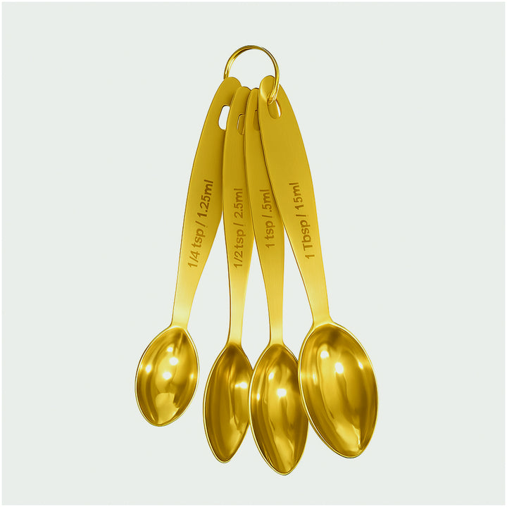 4-Piece Stainless Steel Measuring Spoon Set With Leveler For Cooking, Baking & Spices