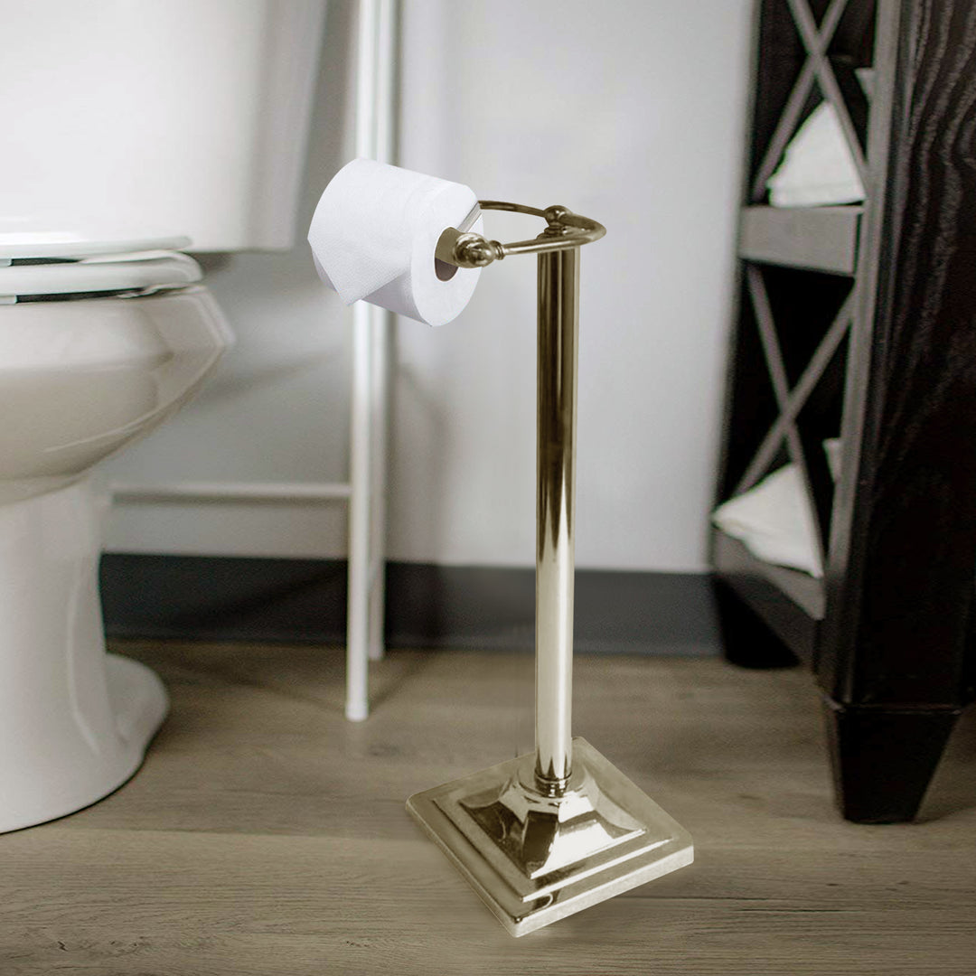 Freestanding Toilet Paper Roll Holder Stand | Decorative Bathroom Tissue Storage for Modern Vanity, Powder Room & Guest Bath