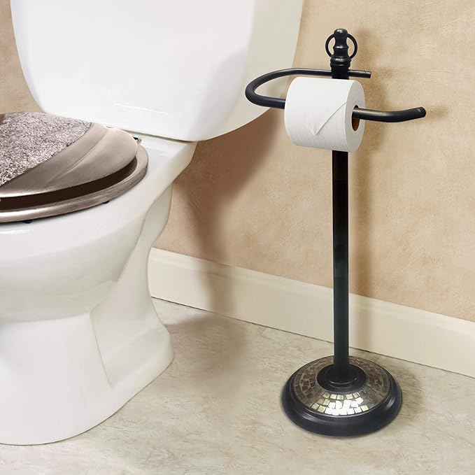 Freestanding Toilet Paper Roll Holder Stand | Decorative Bathroom Tissue Storage for Modern Vanity, Powder Room & Guest Bath