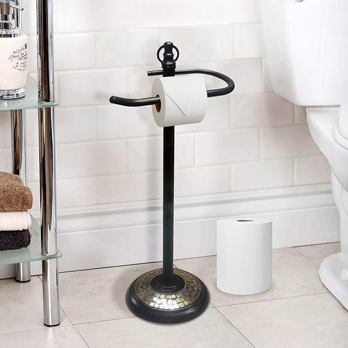 Freestanding Toilet Paper Roll Holder Stand | Decorative Bathroom Tissue Storage for Modern Vanity, Powder Room & Guest Bath