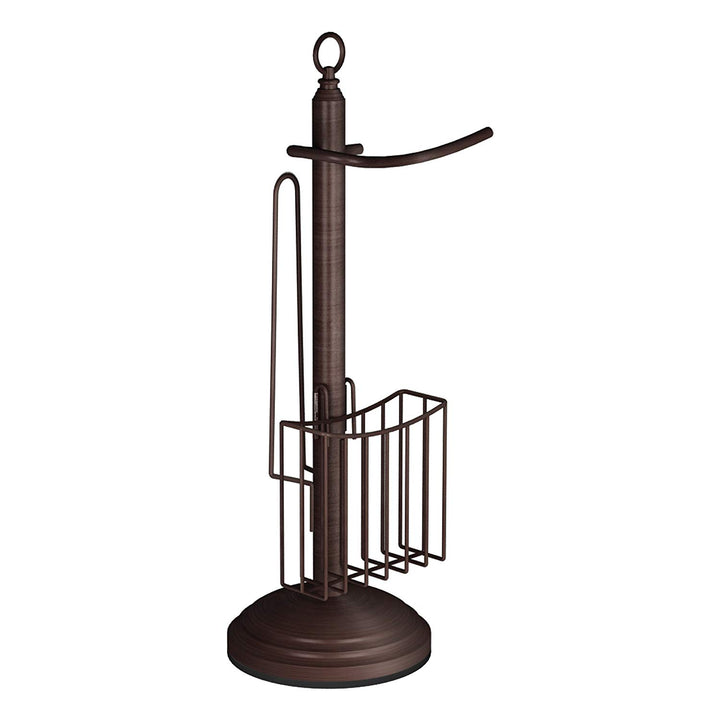 Free Standing Toilet Paper Holder Stand with Newspaper and Magazine Holder for Bathroom | Toilet Tissue Paper Roll Storage | Oil Rubbed Bronze Finish