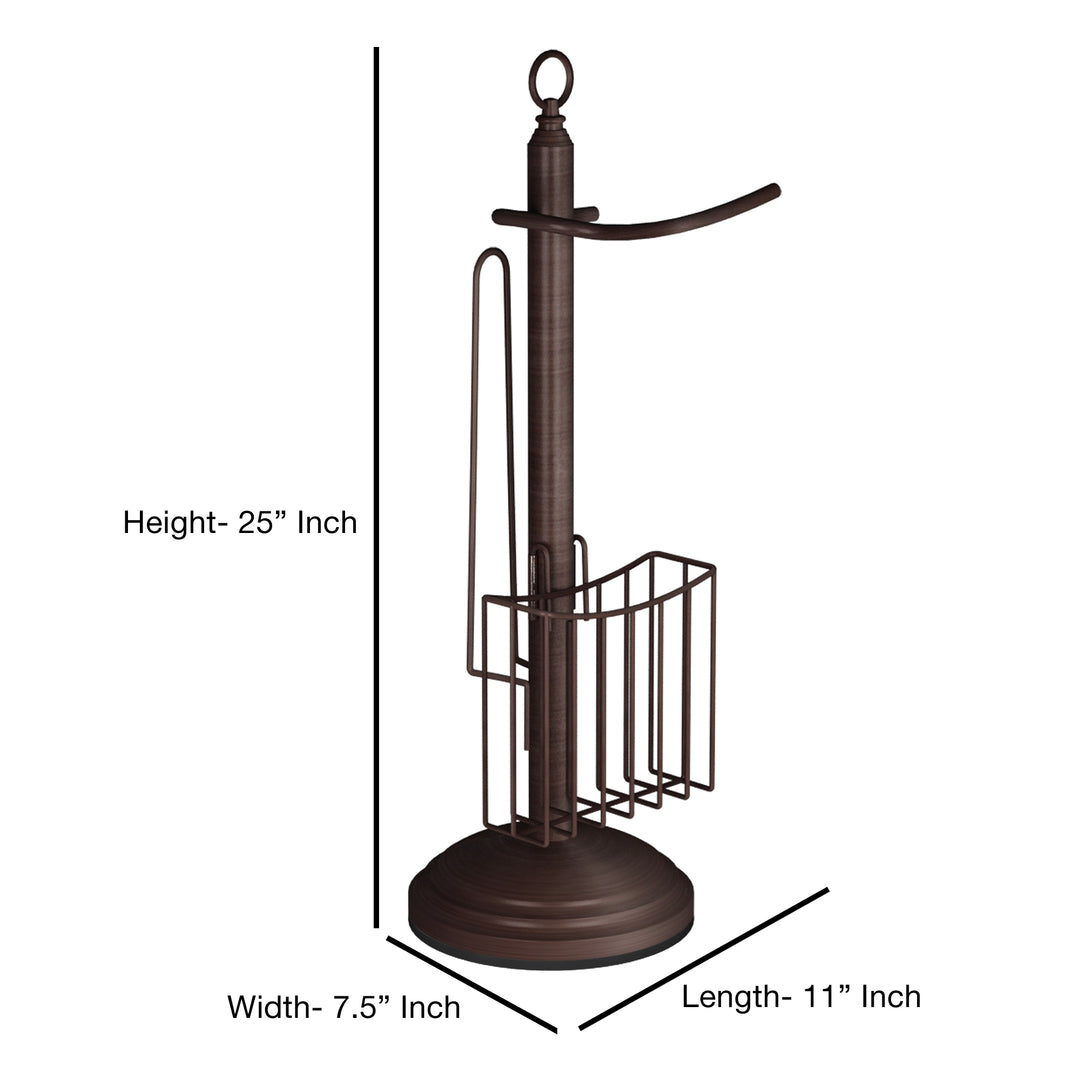 Free Standing Toilet Paper Holder Stand with Newspaper and Magazine Holder for Bathroom | Toilet Tissue Paper Roll Storage | Oil Rubbed Bronze Finish