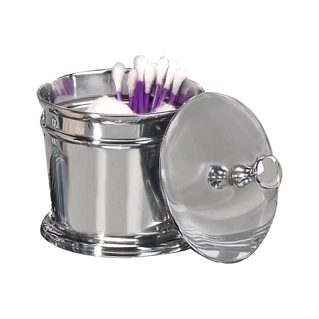 Stainless Steel Vanity Jar  | Stylish Storage for Cotton Swabs,Sponges & Bath Salts  | Decorative Canister for Bathroom,Bedroom | Chrome