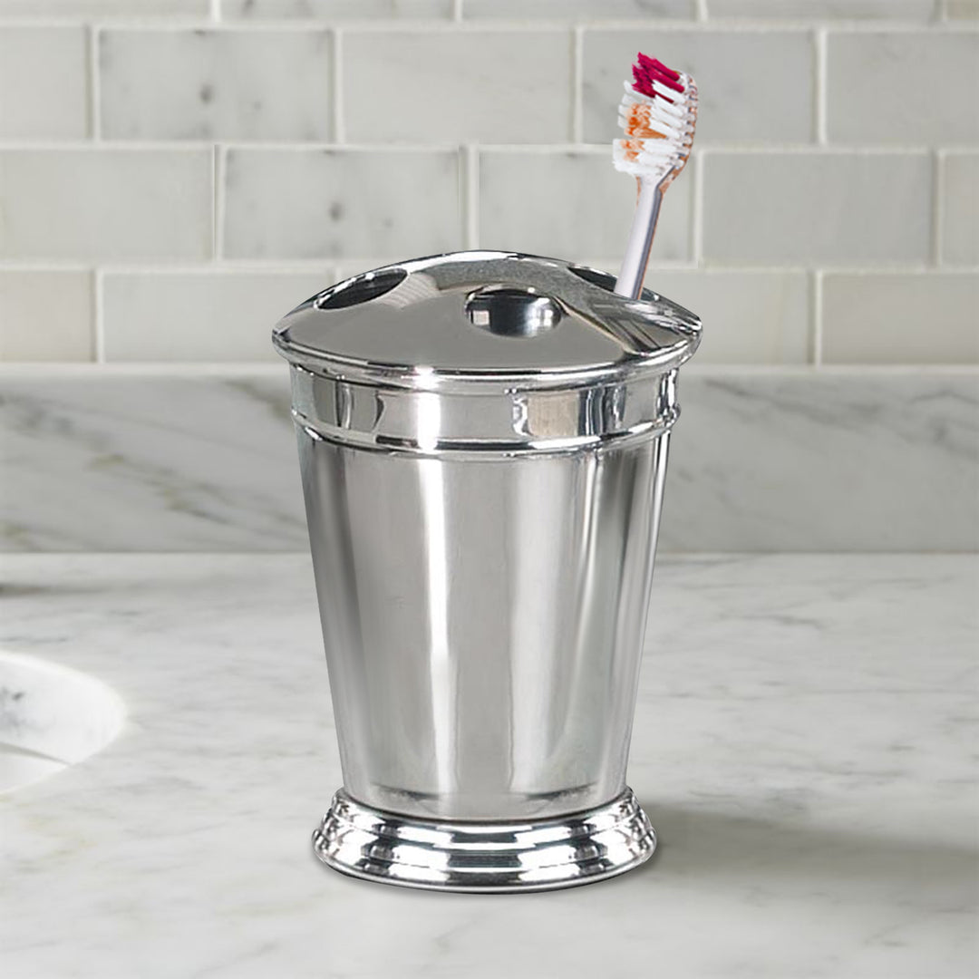 Stainless Steel Toothbrushes Holder, Razors, Makeup Brushes for bathrooms Storage, Bath Collection, Bathroom Vanity Countertops | Chrome Finish