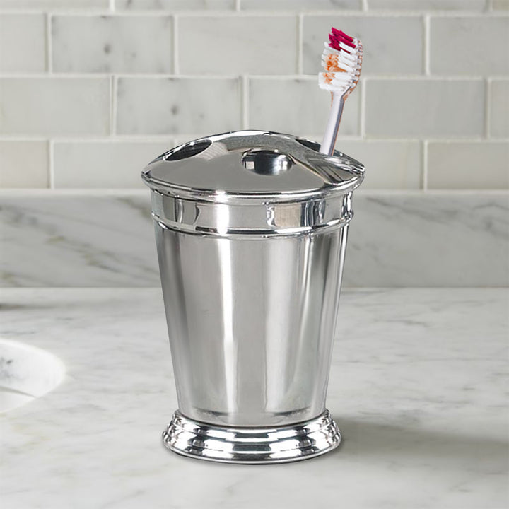 Stainless Steel Toothbrushes Holder, Razors, Makeup Brushes for bathrooms Storage, Bath Collection, Bathroom Vanity Countertops | Chrome Finish