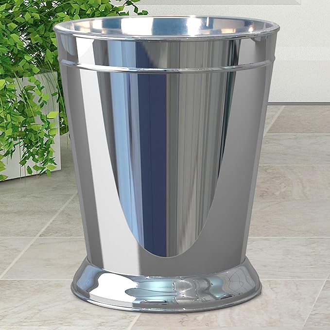 Polished Stainless Steel Wastebasket, 9Qt