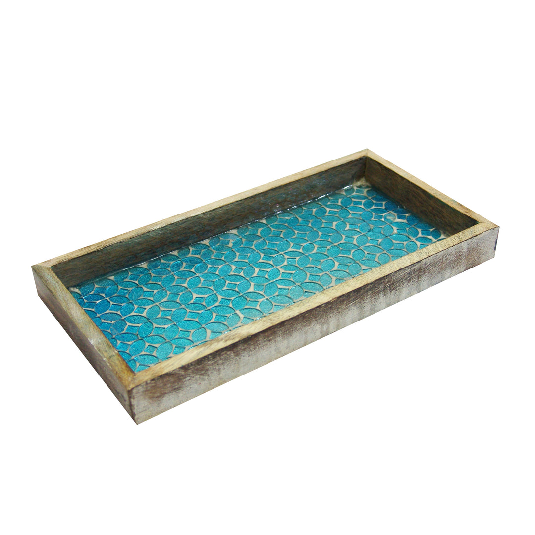 Wood & Mosaic Vanity Tray, 12"