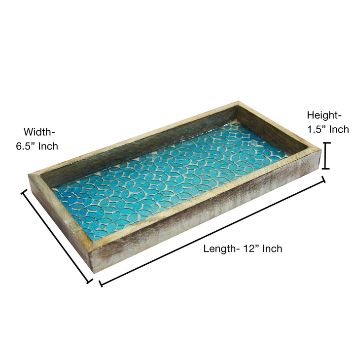 Wood & Mosaic Vanity Tray, 12"