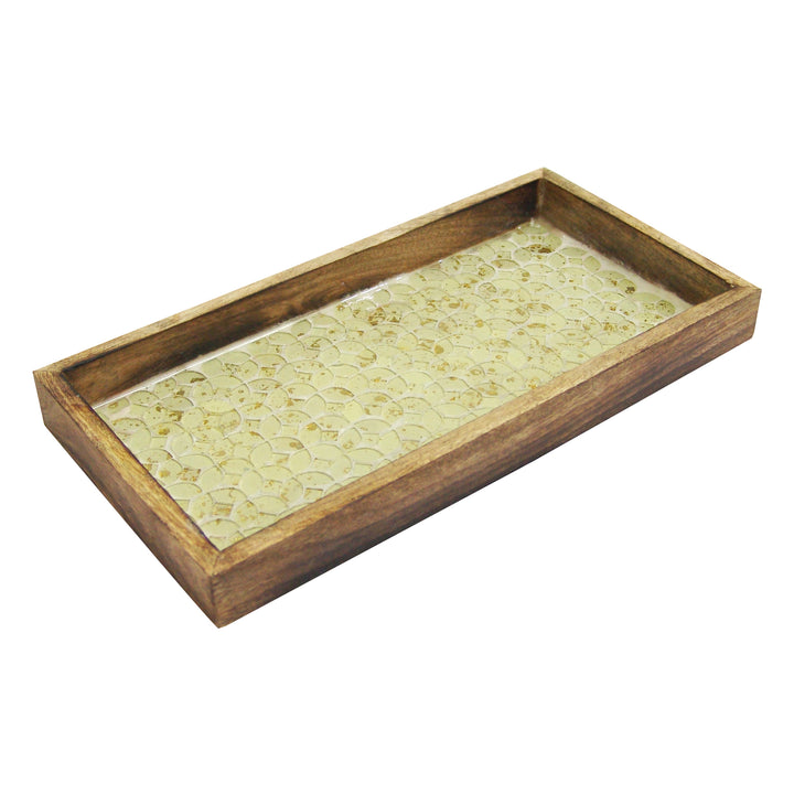 Wood & Mosaic Vanity Tray, 12"