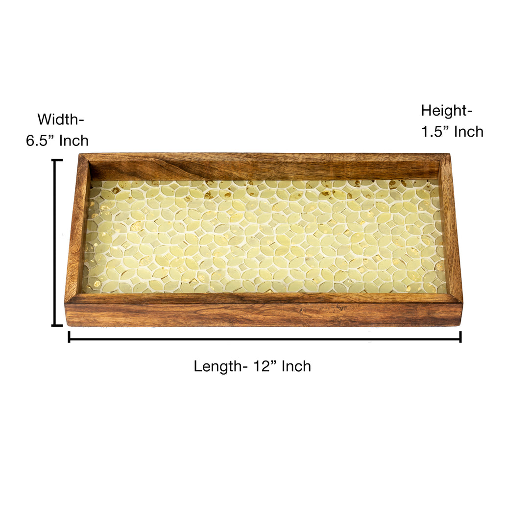Wood & Mosaic Vanity Tray, 12"