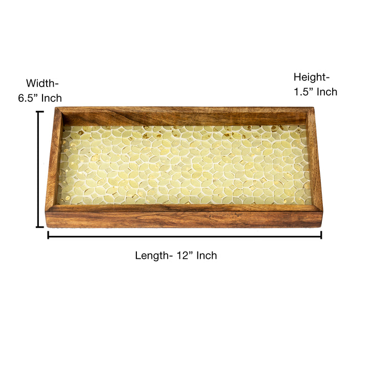 Wood & Mosaic Vanity Tray, 12"