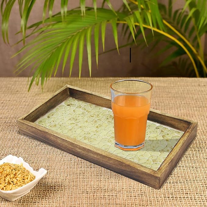 Wood & Mosaic Vanity Tray, 12"