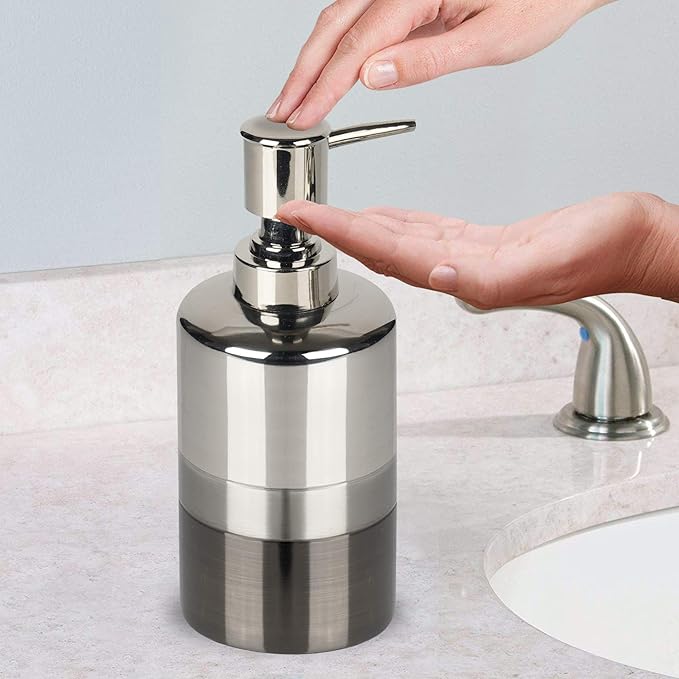 Stainless Steel Soap Dispensor, Lotion Pump, Platinum 3 Tone Finish