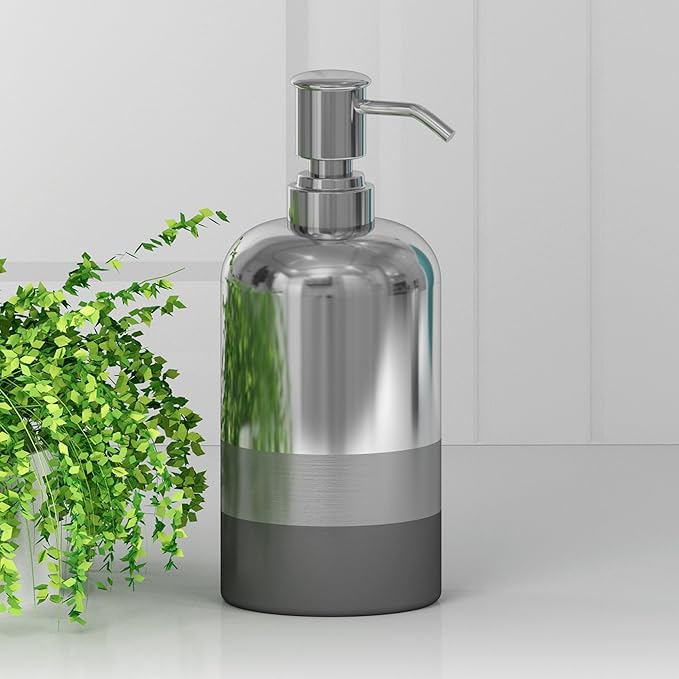 Stainless Steel Soap Dispensor, Lotion Pump, Platinum 3 Tone Finish
