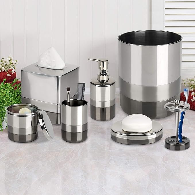 Triune 3-Tone Stainless Steel Wastebasket