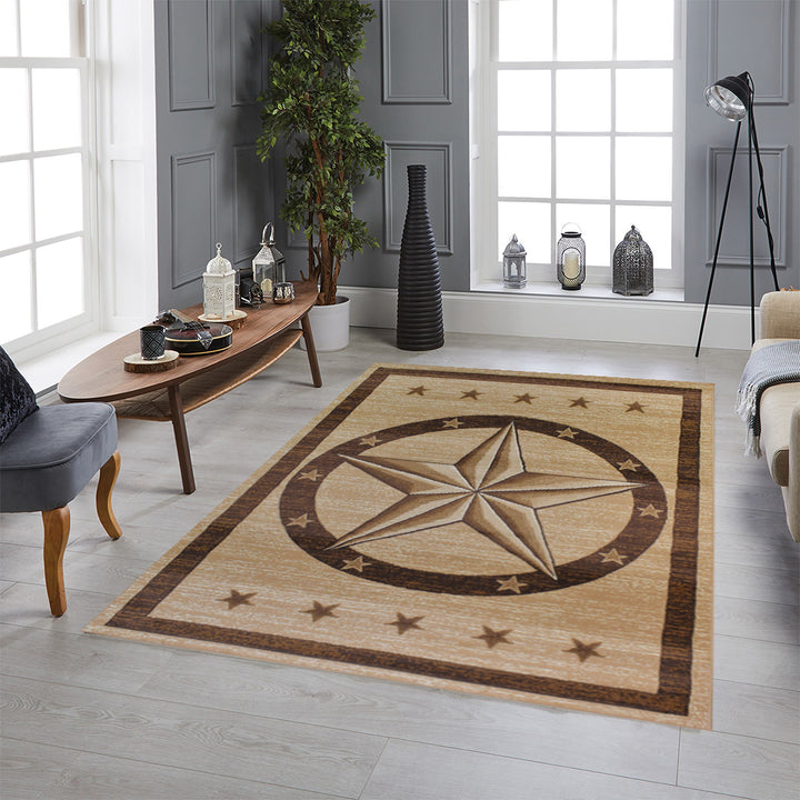 Great West Western Area Rug | Lone Star Medallion Design | Polypropylene | Indoor Accent Rug