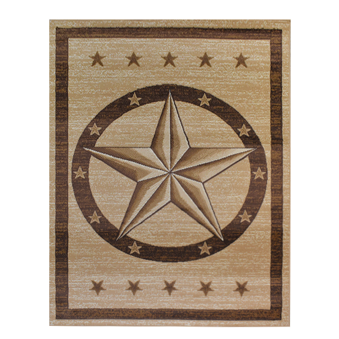 Great West Western Area Rug | Lone Star Medallion Design | Polypropylene | Indoor Accent Rug