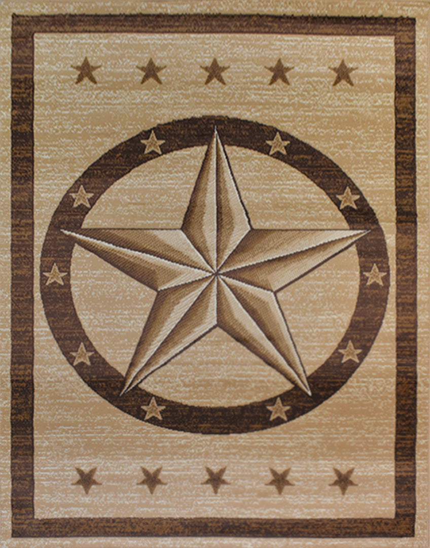 Great West Western Area Rug | Lone Star Medallion Design | Polypropylene | Indoor Accent Rug