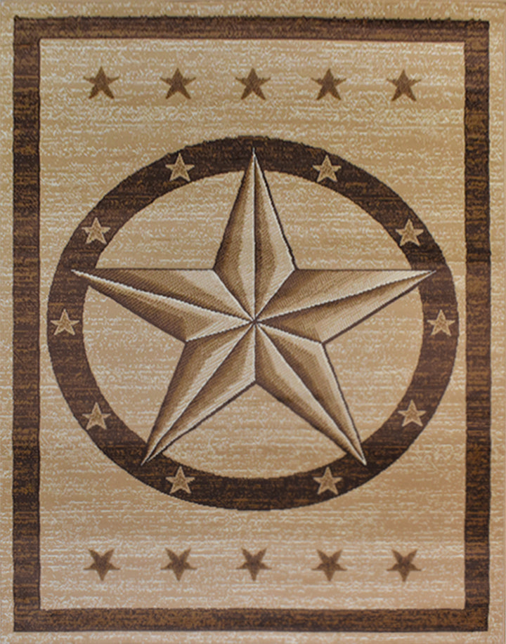 Great West Western Area Rug | Lone Star Medallion Design | Polypropylene | Indoor Accent Rug