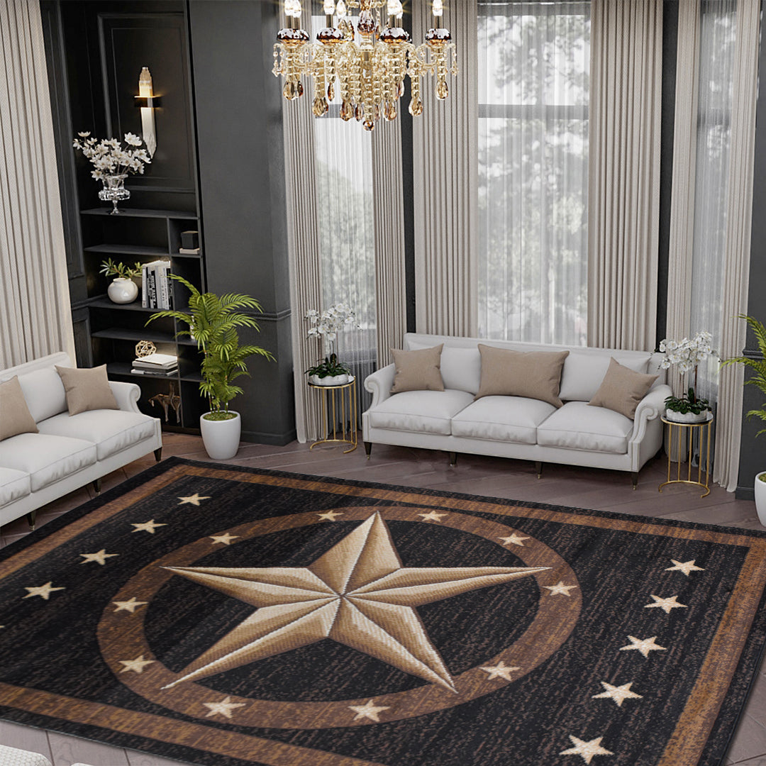 Great West Western Area Rug | Lone Star Medallion Design | Polypropylene | Indoor Accent Rug