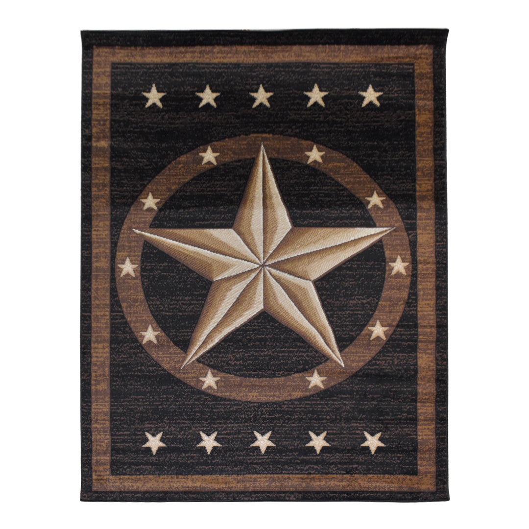 Great West Western Area Rug | Lone Star Medallion Design | Polypropylene | Indoor Accent Rug