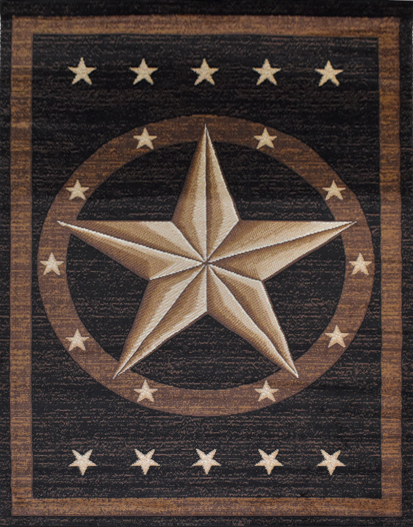 Great West Western Area Rug | Lone Star Medallion Design | Polypropylene | Indoor Accent Rug
