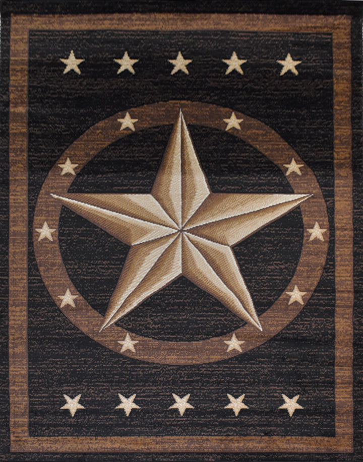 Great West Western Area Rug | Lone Star Medallion Design | Polypropylene | Indoor Accent Rug
