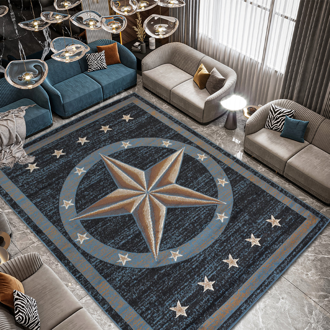 Great West Western Area Rug | Lone Star Medallion Design | Polypropylene | Indoor Accent Rug