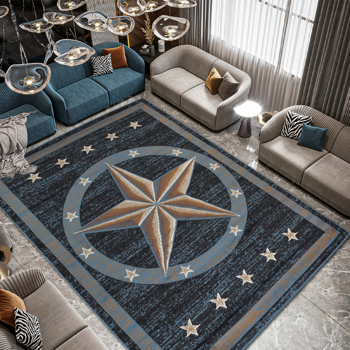 Great West Western Area Rug | Lone Star Medallion Design | Polypropylene | Indoor Accent Rug