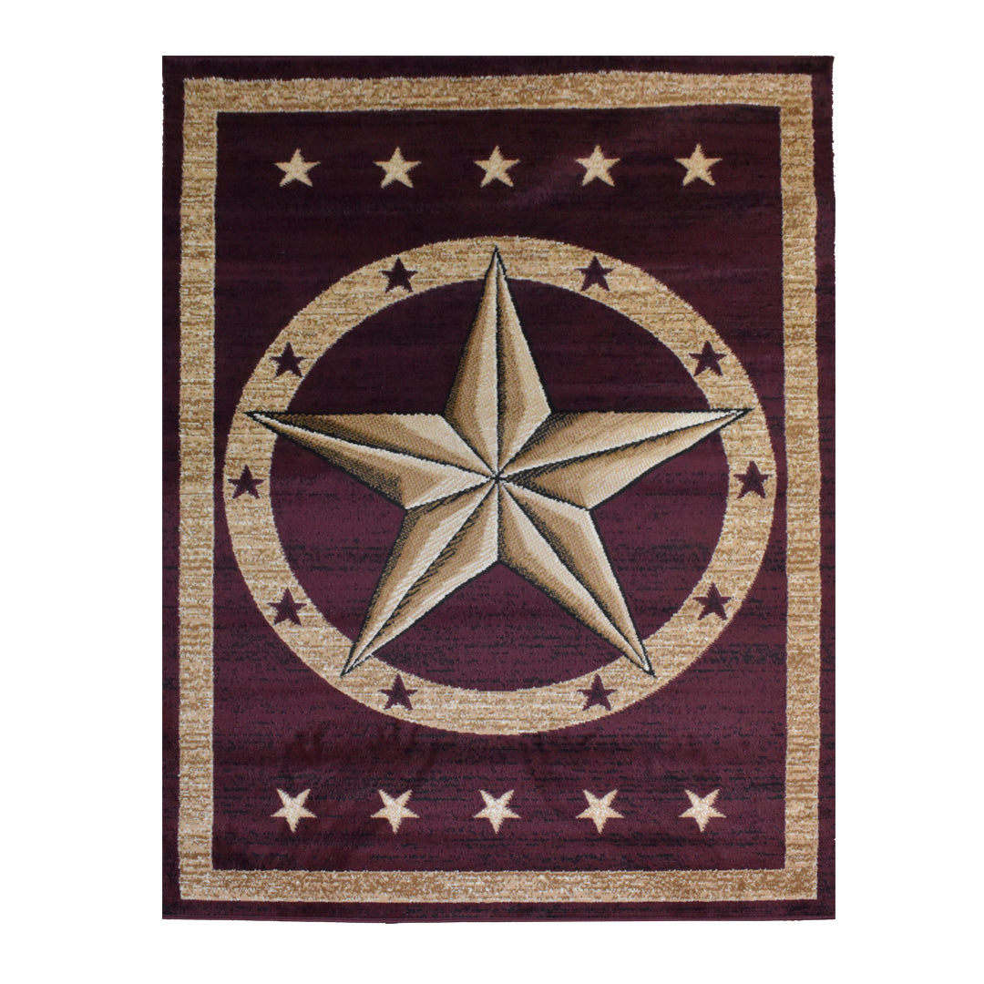Great West Western Area Rug | Lone Star Medallion Design | Polypropylene | Indoor Accent Rug