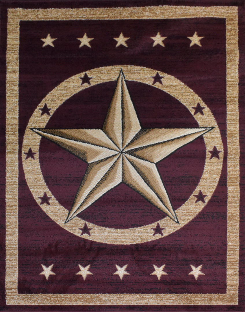 Great West Western Area Rug | Lone Star Medallion Design | Polypropylene | Indoor Accent Rug