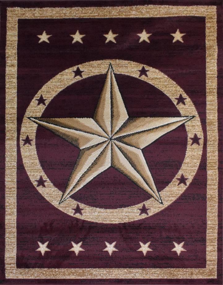 Great West Western Area Rug | Lone Star Medallion Design | Polypropylene | Indoor Accent Rug
