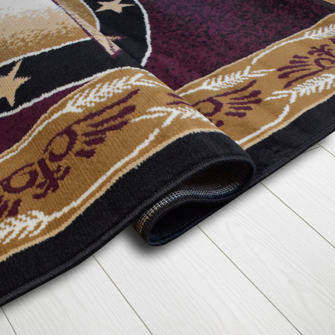 Great West Western Area Rug | Lone Star Medallion with Floral Border | Polypropylene | Indoor Accent Rug