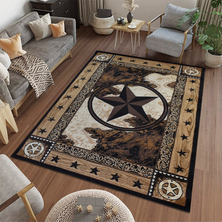 Great West Polypropylene Area Rug with Western Star Design | Indoor Accent Rug