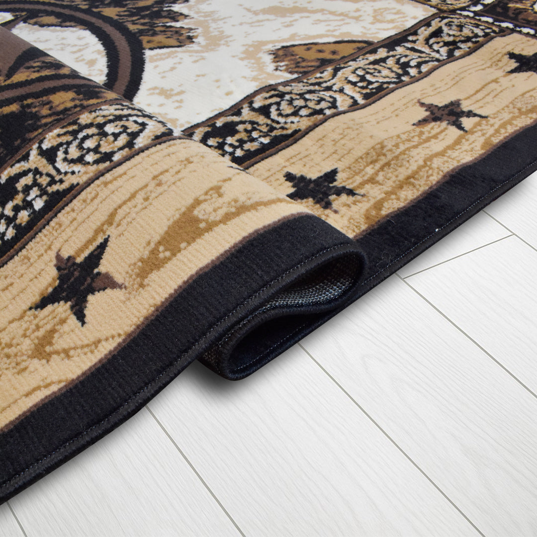 Great West Polypropylene Area Rug with Western Star Design | Indoor Accent Rug