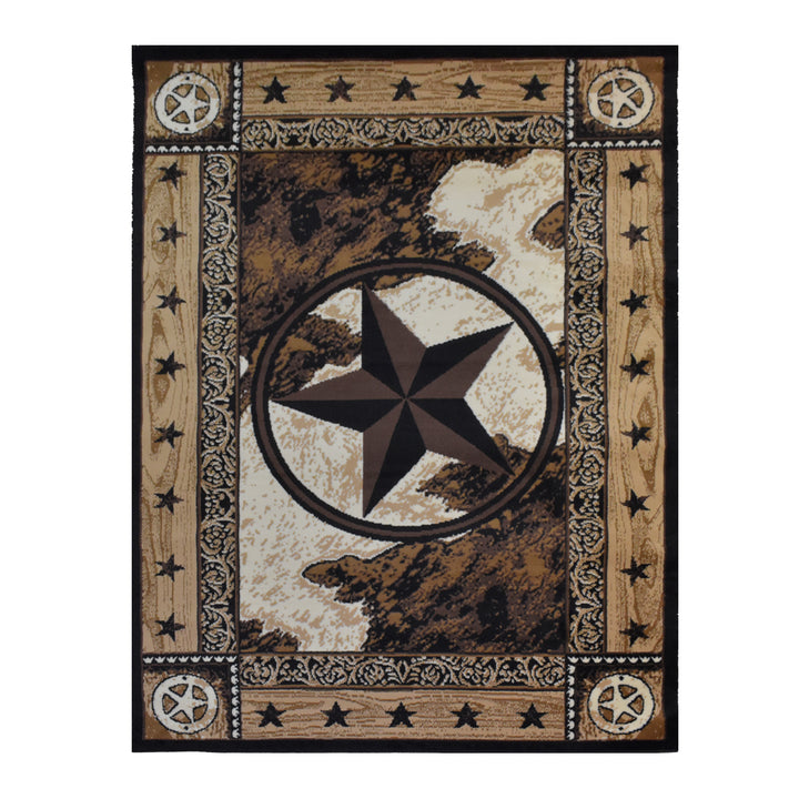 Great West Polypropylene Area Rug with Western Star Design | Indoor Accent Rug