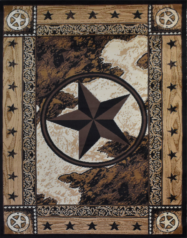 Great West Polypropylene Area Rug with Western Star Design | Indoor Accent Rug
