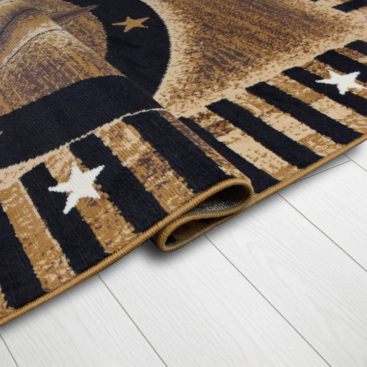 Great West Rustic Western Star Area Rug, Polypropylene Indoor Carpet for Living Room, Bedroom & Entryway
