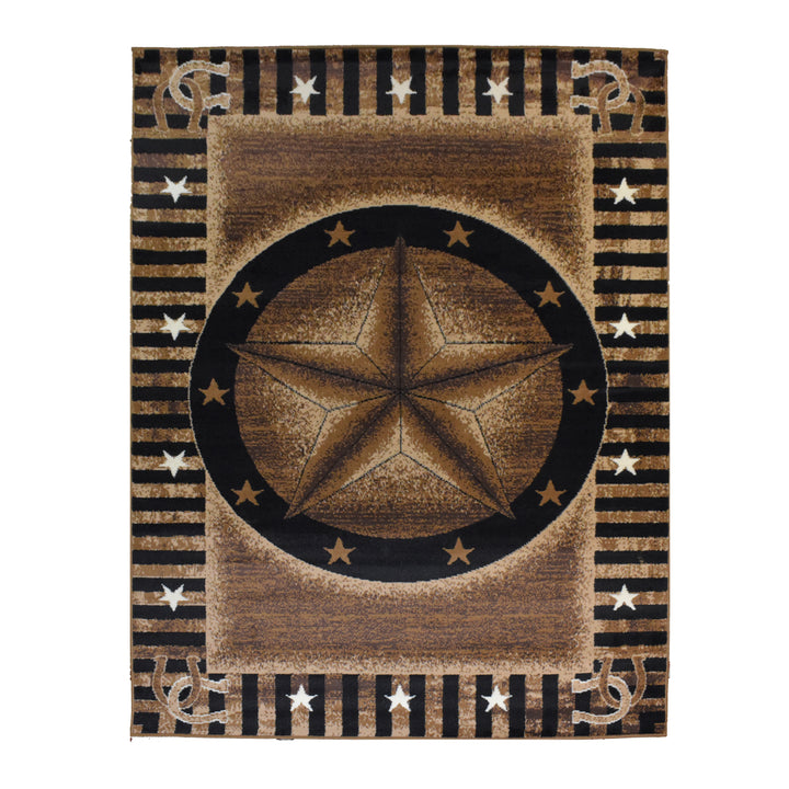 Great West Rustic Western Star Area Rug, Polypropylene Indoor Carpet for Living Room, Bedroom & Entryway