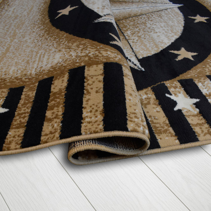 Great West Rustic Western Star Area Rug, Polypropylene Indoor Carpet for Living Room, Bedroom & Entryway