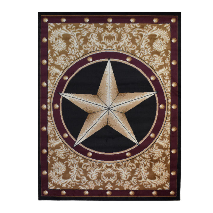 Great West Western Star Polypropylene Area Rug for Living Room, Bedroom & Entryway | Rustic Farmhouse Indoor Carpet | Soft 0.35" Pile Height