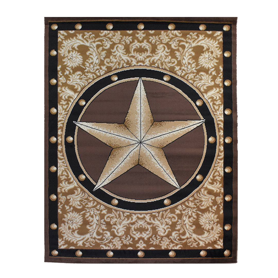 Great West Western Star Polypropylene Area Rug for Living Room, Bedroom & Entryway | Rustic Farmhouse Indoor Carpet | Soft 0.35" Pile Height