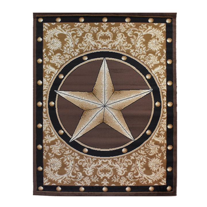 Great West Western Star Polypropylene Area Rug for Living Room, Bedroom & Entryway | Rustic Farmhouse Indoor Carpet | Soft 0.35" Pile Height