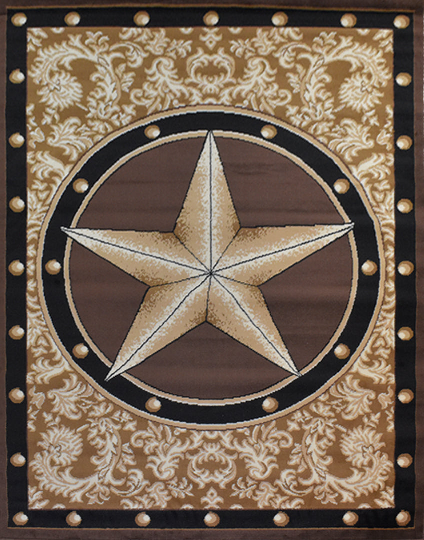 Great West Western Star Polypropylene Area Rug for Living Room, Bedroom & Entryway | Rustic Farmhouse Indoor Carpet | Soft 0.35" Pile Height
