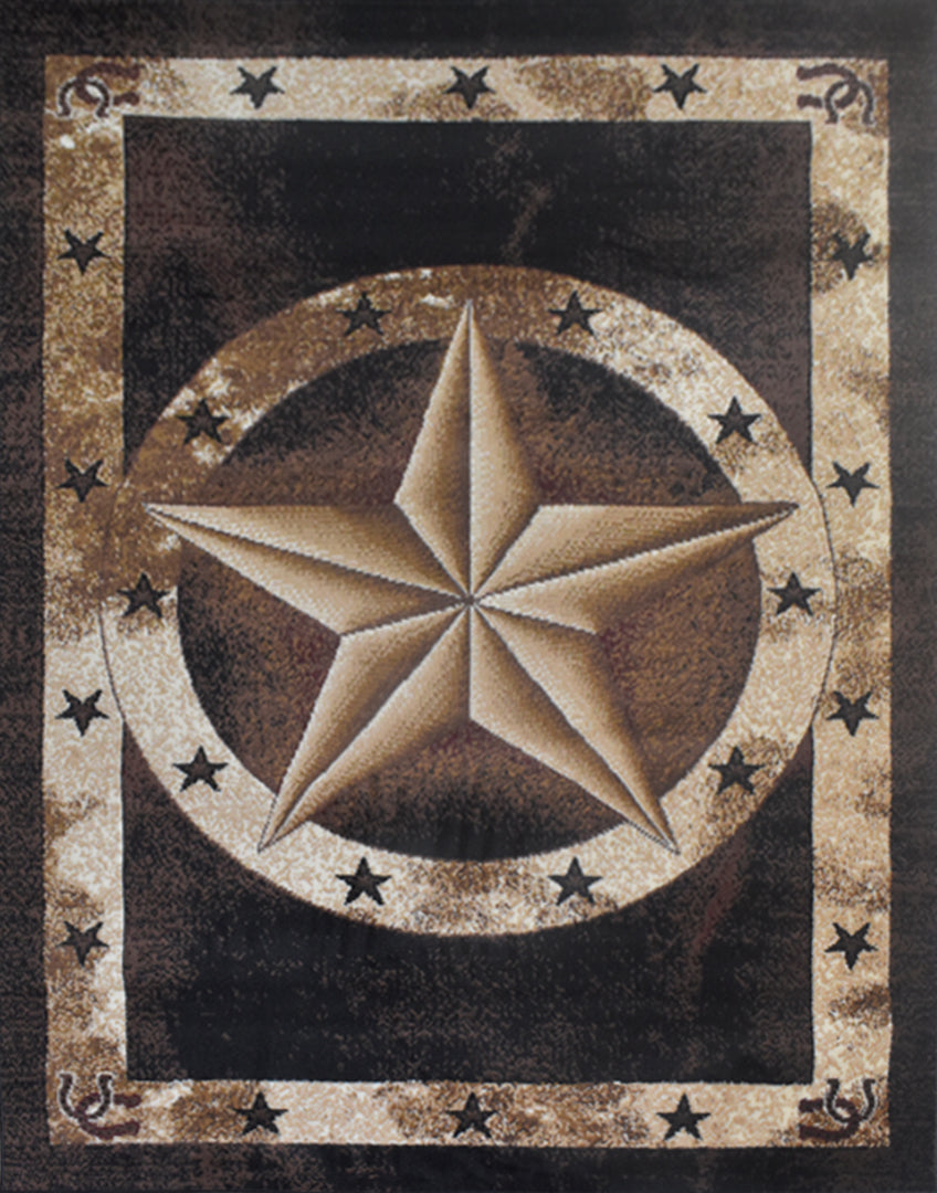 Great West Western Star Polypropylene Area Rug for Living Room, Bedroom & Entryway | Rustic Farmhouse Indoor Carpet
