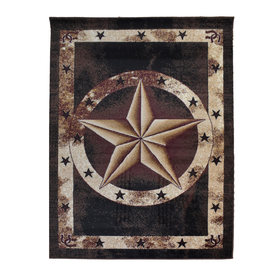 Great West Western Star Polypropylene Area Rug for Living Room, Bedroom & Entryway | Rustic Farmhouse Indoor Carpet