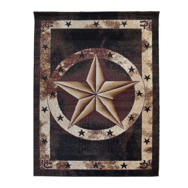 Great West Western Star Polypropylene Area Rug for Living Room, Bedroom & Entryway | Rustic Farmhouse Indoor Carpet