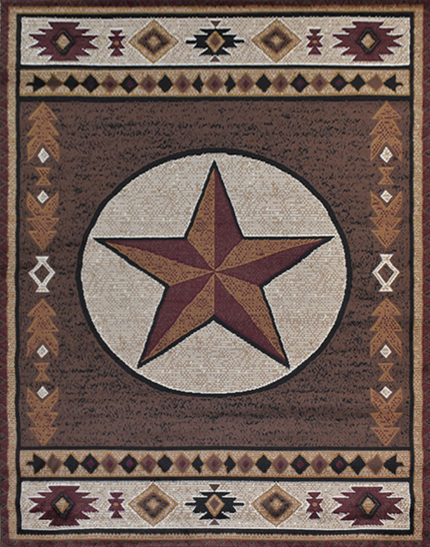 Great West Rustic Western Area Rug with Southwestern Geometric Border | Polypropylene Indoor Carpet