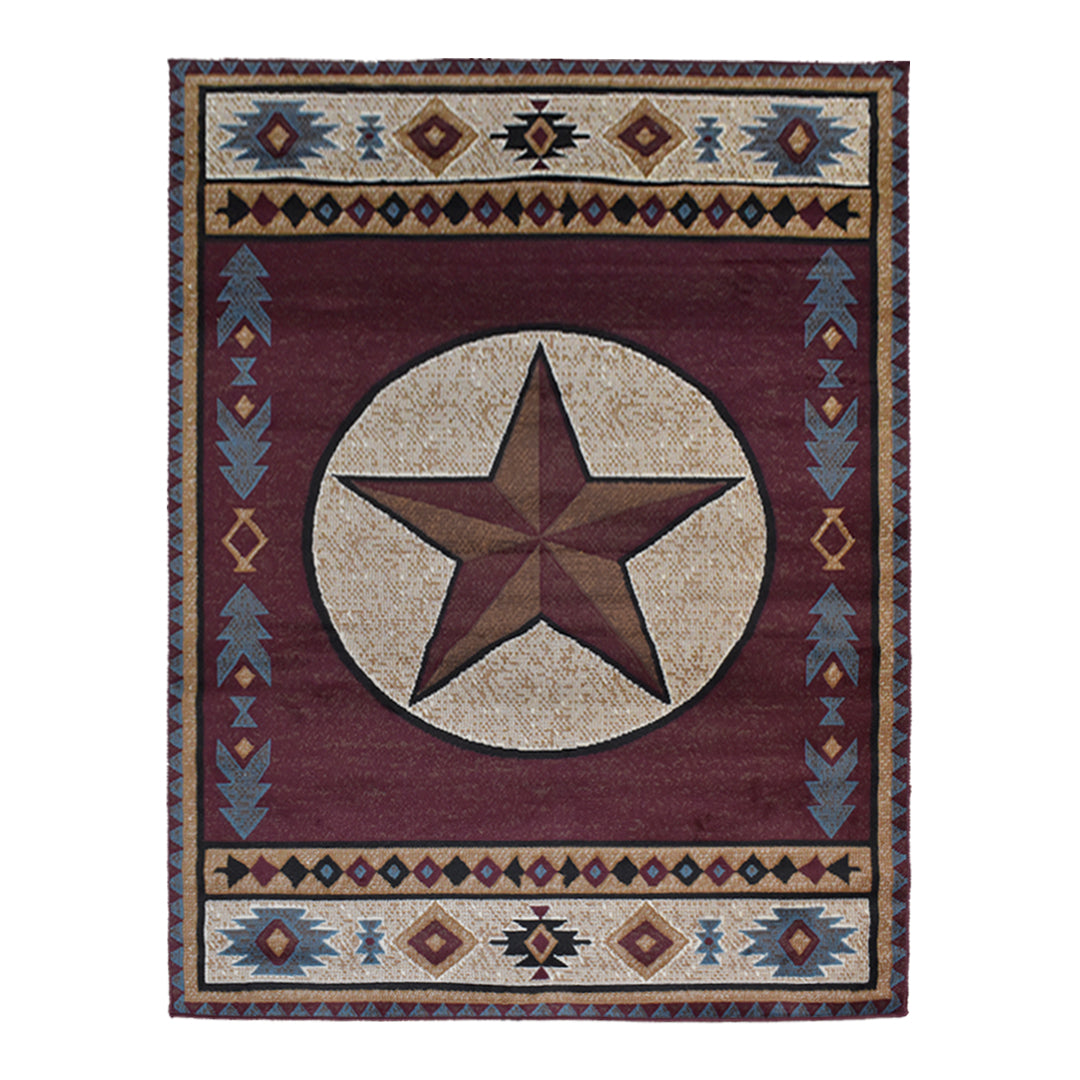 Great West Rustic Western Area Rug with Southwestern Geometric Border | Polypropylene Indoor Carpet
